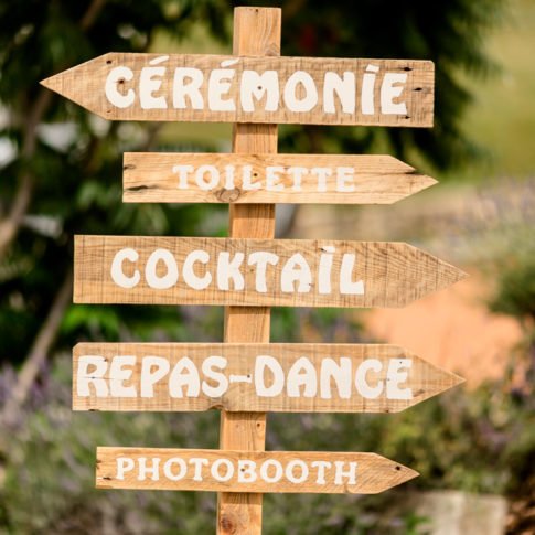 photo de détail panneau de signalisation mariage