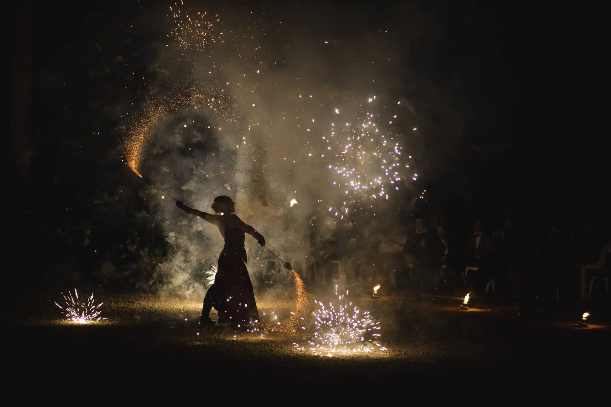 photo de soirée d'un spectacle pyrotechnique pour une entreprise de Moirans.